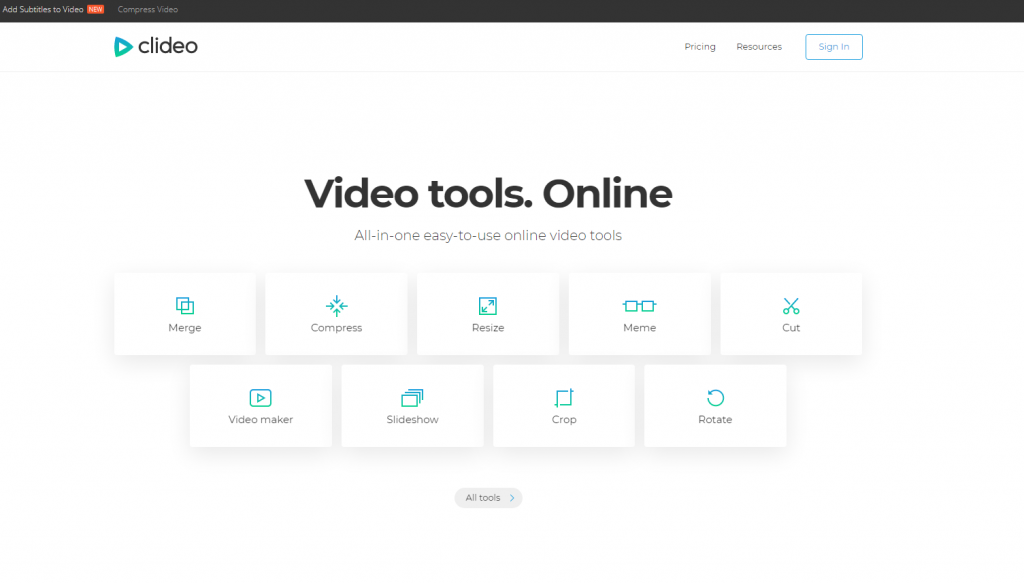 Clide online multi tool for video editing