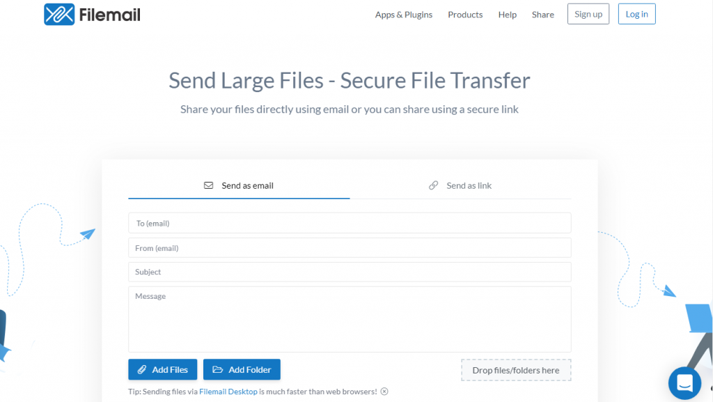 FileMail web application for sending files over internet 
