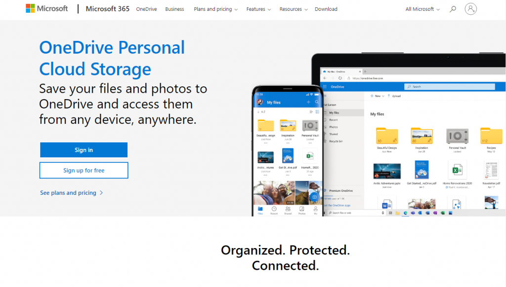 One Drive personal cloud storage from Microsoft